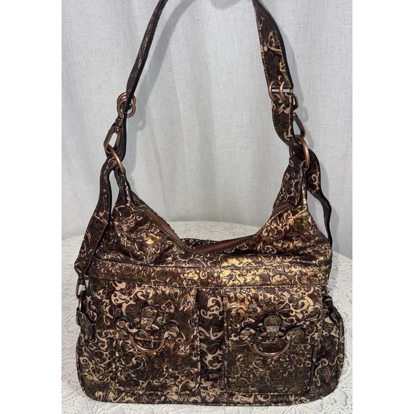 The Find Handbags - NWOT THE FIND Leather Metallic Paisley Burnout Handbag Shoulder Bag Purse